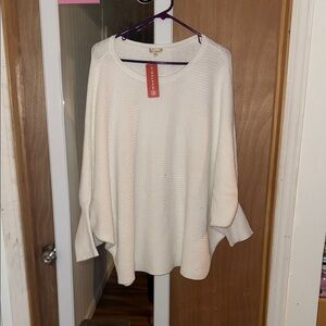 Hem & Thread Dolman Oversized Sleeve Sweater in Off White